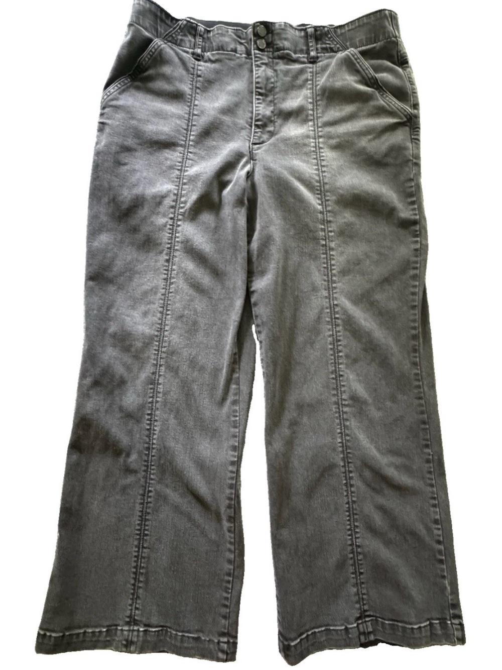 Wit & Wisdom Gray Wide Leg Jeans Elastic Waist Stretch Comfort 18